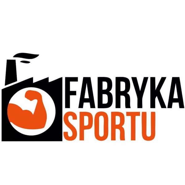 Napis fabryka sportu na białym tle