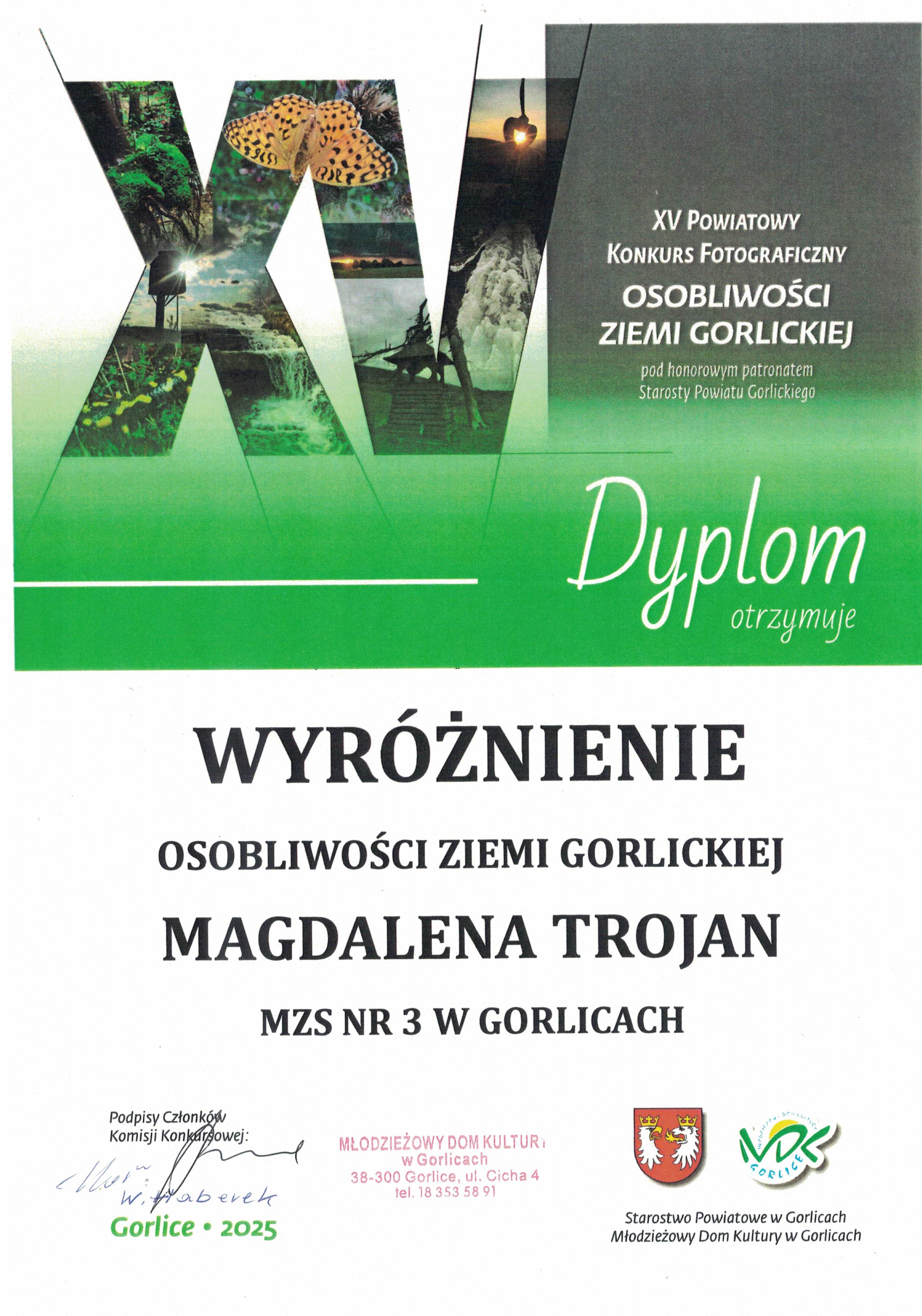 Wyróżnienie w konkursie